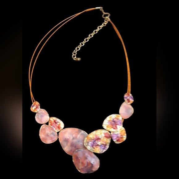 Source Unknown Jewelry - Adj.Copper Wire Necklace W Multi Colored Clay Inlet Colored Metal Embellishments